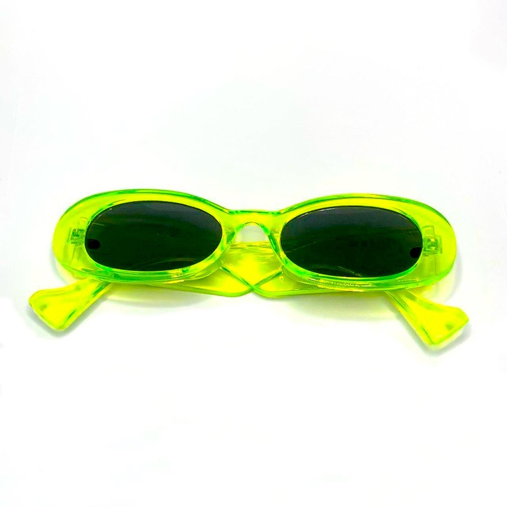 Retro Y2K Neon Green Translucent Oval Sunglasses